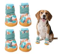 Dog Boots Paw Protector, 4 Pcs Breathable Mesh Summer Dog Shoes Soft Anti-Slip Pet Boots for Small Dogs Hot Pavement Outdoor Walking (Green, S)
