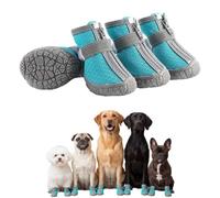 Dog Boots Paw Protector (4Pcs Set), Breathable Mesh Dog Shoes with Reflective Straps, Adjustable Non-Slip TPR Sole Paw Protectors for Summer Heat & Night Safety(Blue,#5(Width4.8-5.3cm))