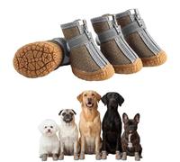 Dog Boots Paw Protector (4Pcs Set), Breathable Mesh Dog Shoes with Reflective Straps, Adjustable Non-Slip TPR Sole Paw Protectors for Summer Heat & Night Safety(Brown,#3(Width3.8-4.3cm))