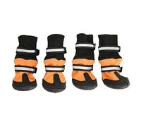 Dog Boots Soft Reflective Non Slip Adjustable Pet Puppy Shoes with Dual Hook and Loop Straps for Hiking Walking Running Outdoor Adventures Orange (L)