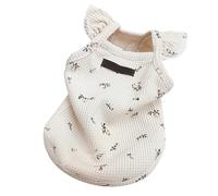 Dog Bottoming Shirt, Pet Summer Shirt, Cute Floral Pattern Breathable Cotton Shirt with Flutter Sleeves for Dogs Puppies Cats, Comfortable Skin Friendly Outfit for All Seasons (M)