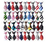 Dog Bow Tie 25/50/100pcs Small Dog Ties Solid Adjustable Pet Cat Bow Accessories Neckties Bowties Holiday Products(Printed Colors,25pcs)