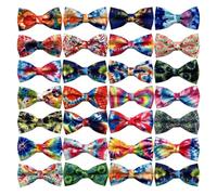 Dog Bow Tie 50/100pcs Tie-Dye Dog Bow Ties Slidable Pet Cat Bowties Collar Accessories Spring Bows For Dogs(100pcs)