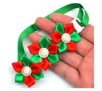 Dog Bow Tie 50PC/Lot Pet Dog Bow Ties Christmas Cat Bowties Collar Red Green White Grooming Accessories(Green)