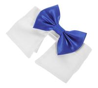 Dog Bow Tie Collar Adjustable Cotton Formal Puppy Collar | Blue Tuxedo Style, Breathable Sink-friendly Fit, for Parties and Picnic Occasions