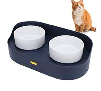 Dog Bowl,Cat and Dog Feeding Bowl, Food Water Bowls Removable Non Slip Anti Tipping Easy to Clean Pet Drinking Bowl for Dogs Cats Raised Puppy (Red)(Blue)