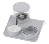 Dog Bowl,Cat Food Water Bowl Set, 2 In 1 And Feeder Double Feeding Bowls Pet Dispenser and Set All One 1.8L Automatic for Small Dogs Puppy Cats Pets (Roof drinking fountain gray)(Roof drinking fountai