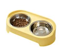 Dog Bowl - Doublebasin Configuration, Non Slip Stainless Steel Double Feeder, Raised Edge Liquid Spill Containment, Double Nutrition in P