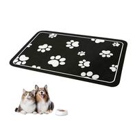 Dog Bowl Mat 30 * 50cm Diatomaceous Earth Absorbent Dog Food Mat Non Slip Durable Pet Feeding Mat for Bowls Food and Water Dark （Black）