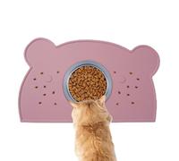 Dog Bowl Mat, Silicone Dog Water Mat, Bear Shape Washable Anti-Spill Pet Mat for Puppy Education and Meal Places such as Balcony Room