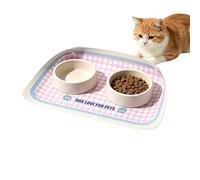 Dog Bowl Mat,with Snap-Button Waterproof Pad,Hygienic Feeding Reliable Bowl Security Mat For Under Dogs - Stable For Puppy Kitten Small Medium Large Indoor Balcony Home Travel Daily