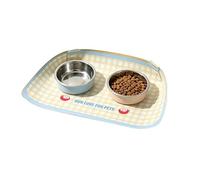 Dog Bowl Mat,with Snap-Button Waterproof Pad,Hygienic Feeding Reliable Bowl Security Mat For Under Dogs - Stable For Puppy Kitten Small Medium Large Indoor Balcony Home Travel Daily