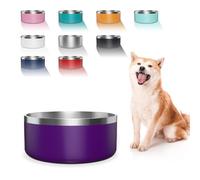 Dog Bowl, Stainless Steel Dog Food and Water Bowl with Non Slip Quiet Bottom, Easy to Clean, Dishwasher Safe, 40oz, Purple