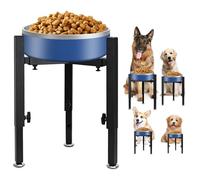 Dog Bowl Stand，Elevated Raised Dog Bowl Stand with 4 Heights Adjustable, 20-30cm Wide Metal Single Dog Food Water Bowls Stand, Stable and Non-Slip Elevated Dog Feeding Station (Stand Only)