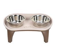 Dog Bowl Tray Elevated Pet Dining Table Double Stainless Steel Bowl Non Slip Dog Feeder for Large Breeds Older Pets Plastic Stainless Steel 53.4 x 22.1 x 26cm 2 Bowls 4 Brackets