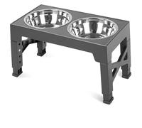 Dog Bowls Double Adjustable Elevated Feeder Pet Feeding Raise Stainless Steel Cat Food Water with Stand Lift Dining Tabel(Light Grey)