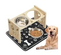 Dog Bowls Elevated,Wood Raised Adjustable Pet Waterer With Splash Guard, Splash Guard Innovation Cat Food And Water Bowl Set | For Outdoor Indoor Home Drinking Watering Daily Travel