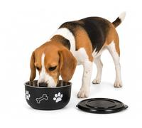 Flamingo FEEDING BOWL WITH LID KENA BLACK M 15CM800ML