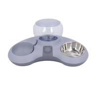Dog Bowls with Double - Stainless Steel Cat Food and Water Bowl Set - Set Tilted Raised Cat Bowls - With 1.4l Automatic Water Dispenser for Cats Small Dogs (Grey)
