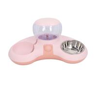 Dog Bowls with Double - Stainless Steel Cat Food and Water Bowl Set - Set Tilted Raised Cat Bowls - With 1.4l Automatic Water Dispenser for Cats Small Dogs (Pink)