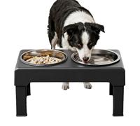 Dog Bowls with Stand 3-Heights Adjustable Pet Elevated Double Dish