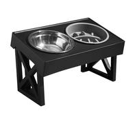 Dog Bowls with Stand, Raised Feeding Station, Raised Feeding Bowl, Adjustable Dog Bowl Holder with 2 Stainless Steel Bowls, Non-Slip Design with High Base for Medium and Large Pets