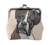 Dog Boxer, PU Leather Coin Purse, Small Wallets, Change Pouch with Kiss Lock Clasp Buckle, Change Purse