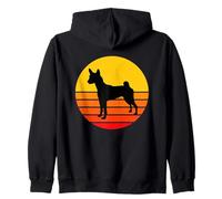 Dog Breed Basenji Dog Silhouette Retro Vintage Zip Hoodie