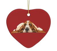 Dog Breed Basset Hound Christmas Decorations Heart Shaped Xmas Hanging Ornament for Christmas Tree Party