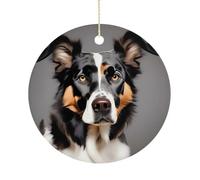 Dog Breed Double-Sided Ceramic Christmas Ornaments - Round Hanging Mini Xmas Tree Decorations, Ideas for Farmers, Rustic Home Decor for Indoor Outdoor Tree Decor