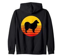 Dog Breed Finnish Lapphund Dog Silhouette Retro Vintage Zip Hoodie