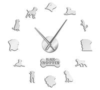 Dog Breed Guard Dog Rottweiler Large Wall Clock DIY Contemporary Clock Watch Home Decor Gift For Dog Lovers(Silver,47inch)