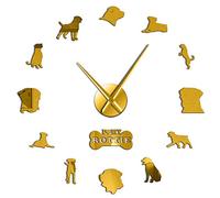 Dog Breed Guard Dog Rottweiler Large Wall Clock DIY Contemporary Clock Watch Home Decor Gift For Dog Lovers(Gold,47inch)