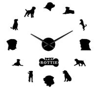 Dog Breed Guard Dog Rottweiler Large Wall Clock DIY Contemporary Clock Watch Home Decor Gift For Dog Lovers(Black,27inch)