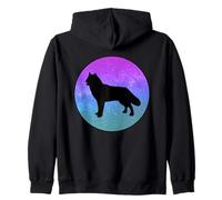 Dog Breed Northern Inuit Dog Dog Silhouette Space Galaxy Zip Hoodie