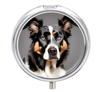 Dog Breed Pill Box - 3 Compartment Travel Pill Organizer with Small Mirror, Portable Pillcase for Pocket & Purse, Cute Round Medicine Case, Weekly Medicine Container