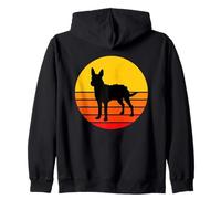 Dog Breed Portuguese Podengo Dog Silhouette Retro Vintage Zip Hoodie
