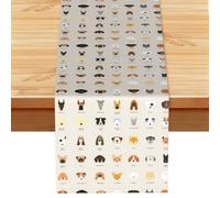 Dog Breed Print Linen-Like Table Runner Durable Dining Table Decor For Kitchen Offices Party 13x72 In