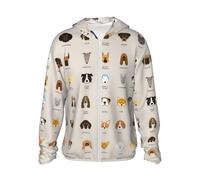 Dog Breed Print Sun Protection Hoodie 100% Polyester, Lightweight & Breathable, Wind-Proof & Quick-Drying, Stylish