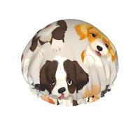 Dog breed Printed Large Shower Cap, Double Layer Hair Protector For Facial Care, Reusable Hair Wrap