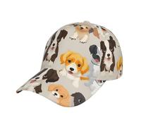 Dog Breed Printing Baseball Cap Unisex Fashion Twill Design Cap,Summer Adjustable Baseball Hat for Men Women Black