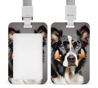 Dog Breed Retractable ID Badge Holder with Lanyard - Vertical Badge Reel,Keychain Clip,Name Tag Id Card Holder Protector for Nurse Officer Teacher Security Staff Women Men
