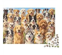 Dog Breeds Collage Jigsaw Puzzles 1000 Pieces Recycled Material Puppy Party Puzzles for Elderly Relieve Senile Dementia Fun Family Game Activity Home 38x26cm/1000pcs
