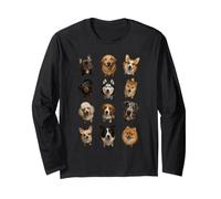 Dog Breeds Grid Portrait Realistic Dog Lover Cat Gifts Long Sleeve T-Shirt