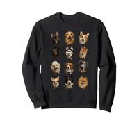 Dog Breeds Grid Portrait Realistic Dog Lover Cat Gifts Sweatshirt