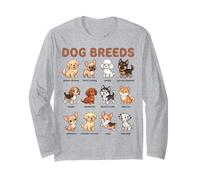 Dog Breeds Names Chart Kids Easy Cute Dogs Learning Guide Long Sleeve T-Shirt