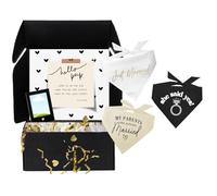 Dog Bridal, Wedding Gift Box - 3 Cotton Bandanas (My Parents are Getting Married, Just Married, She Said Yes) & Magnetic Photo Frame 2.5" x3,5 |Black, One Size (1308)