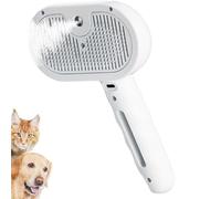 Dog Brush, 3 in 1 Self Cleaning Steamy Pet Brush, Anti-Static & Skin-Friendly Design, One-Click Release Button and Tank, Dog Cat Grooming Tool for Long & Short Hair (White)