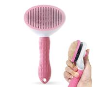 Dog Brush Cat Grooming Comb,Self Cleaning Slicker Brushes with Smooth handle,Pet Tool Button for Shedding Tools Massage Clean Tangled for Dogs and Cats (Pink)