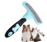 Dog Brush For Shedding | Double Row Pins Dematting Undercoat Brush For Dogs And Cats - Extra Wide Dematting Undercoat Rake Comb With Anti-Slip Handle Reduces Shedding
